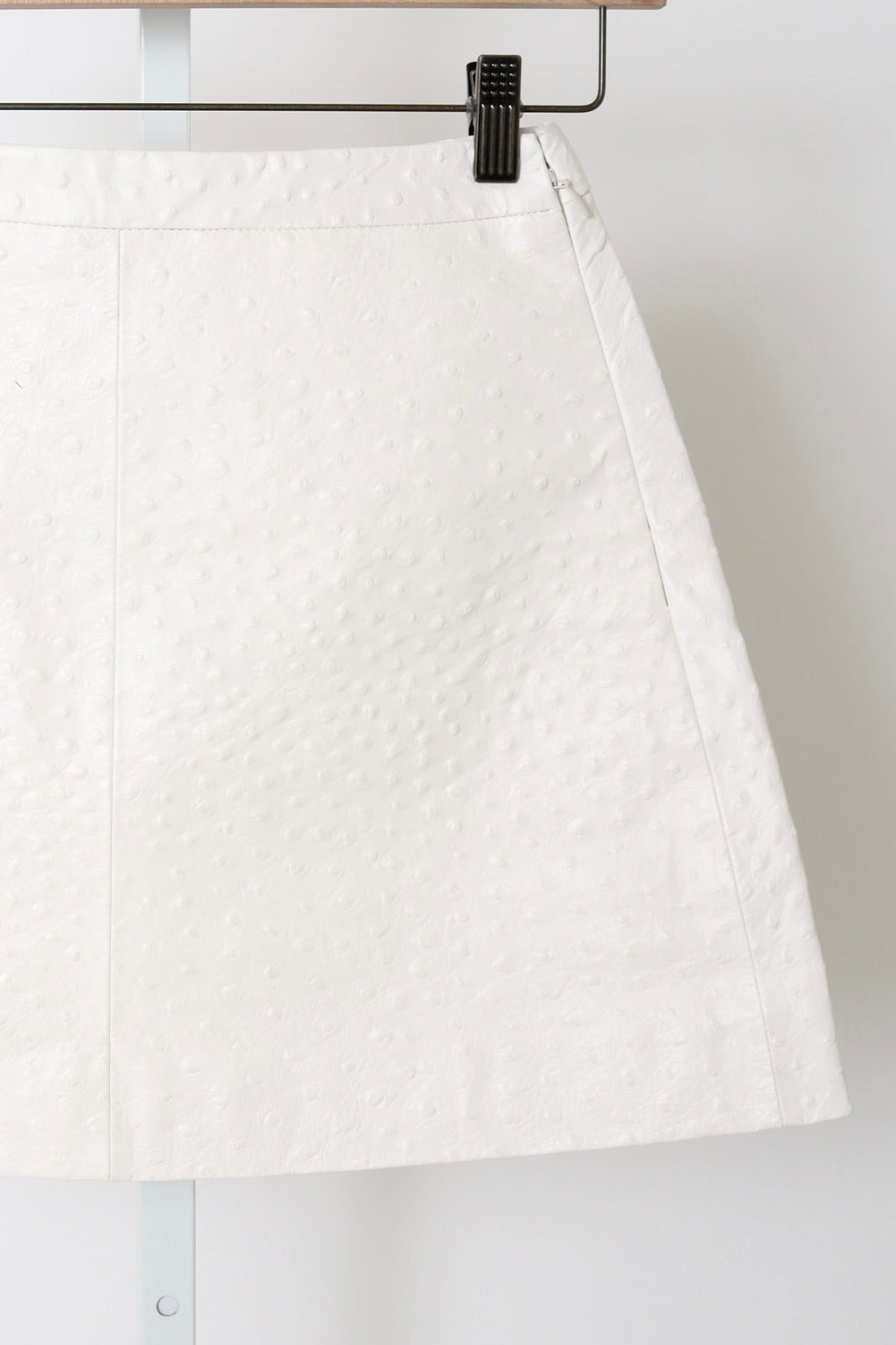 Leather Ostrich Mini Skirt - Optic White
