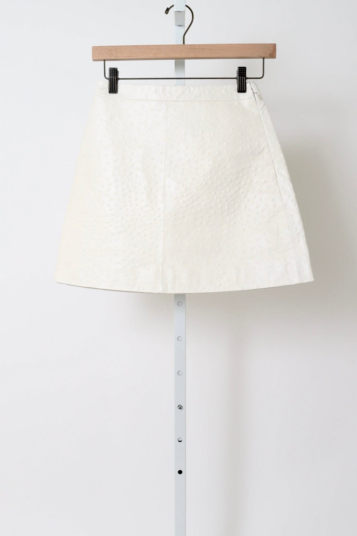 Leather Ostrich Mini Skirt - Optic White