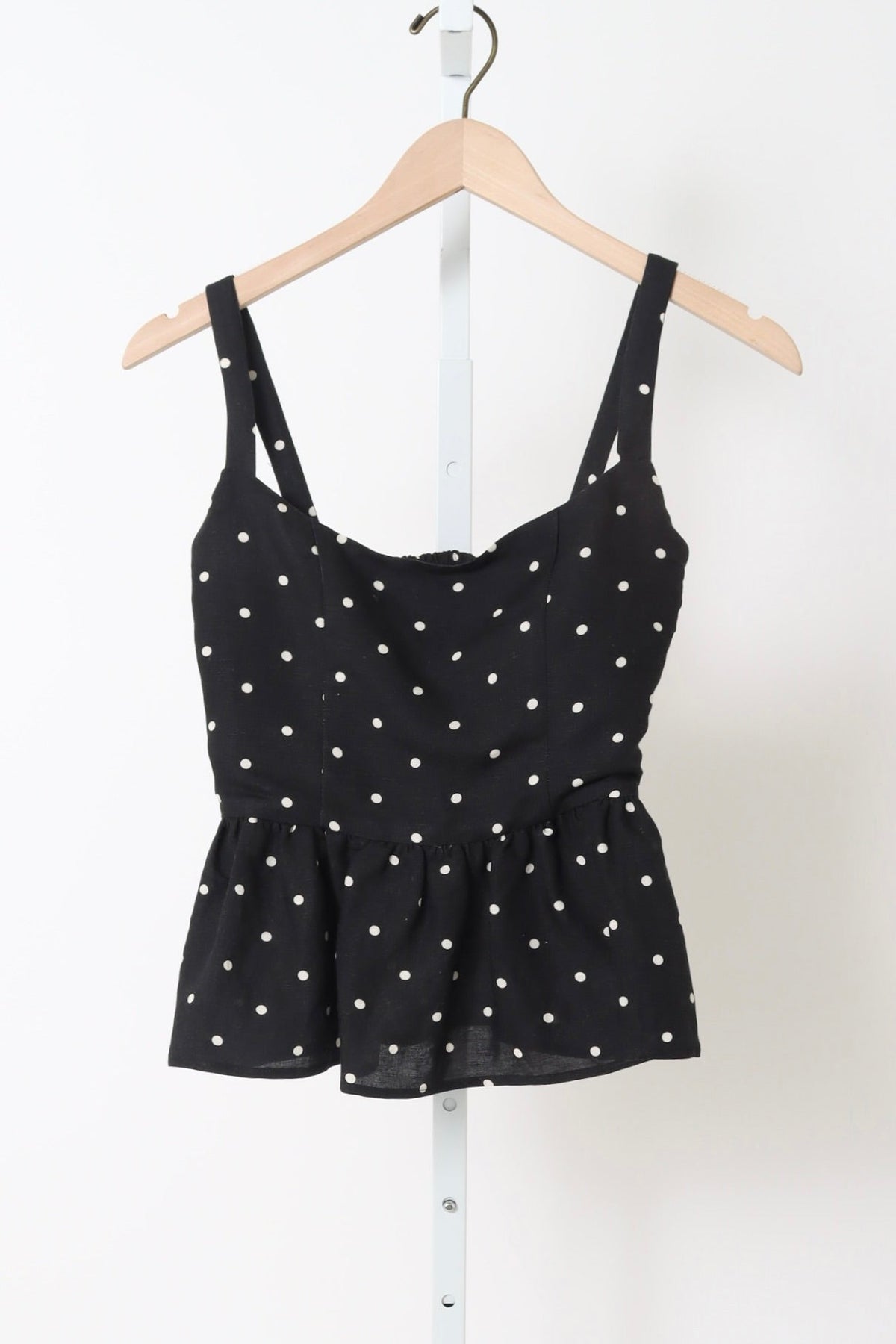 Jour Peplum Top 2 - Small Dots Tuxedo + Ivory