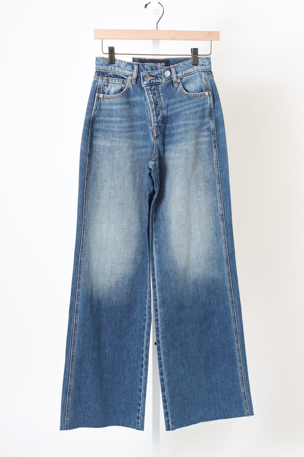 Taylor Crossover-Waistband Wide-Leg Jean - City Lights