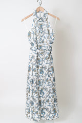 Mackey Paisley Halter Midi Dress -  Dove White Multi