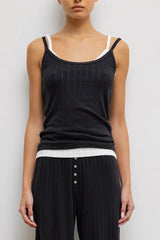 Pointelle Tank - Black
