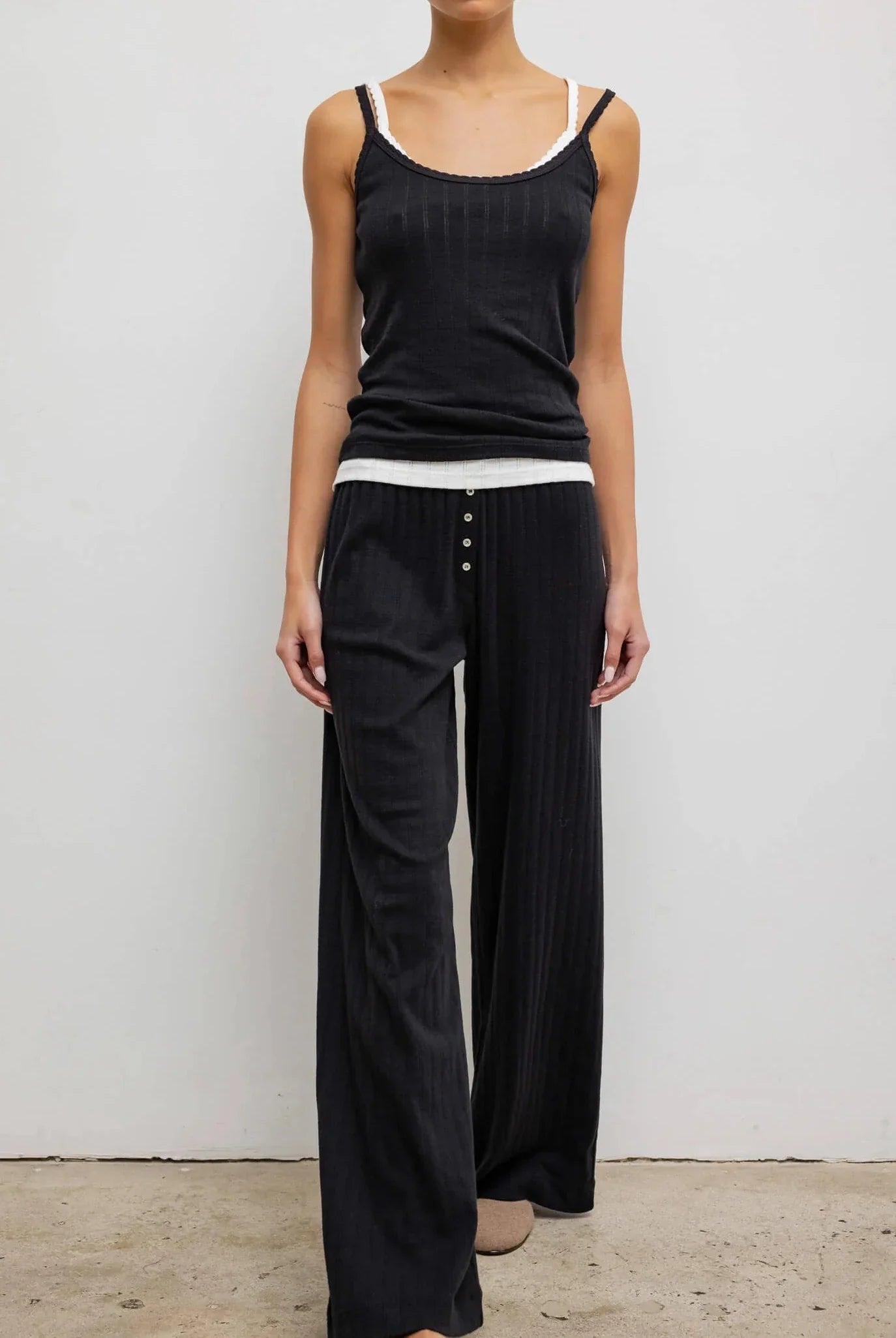 Pointelle Tank - Black