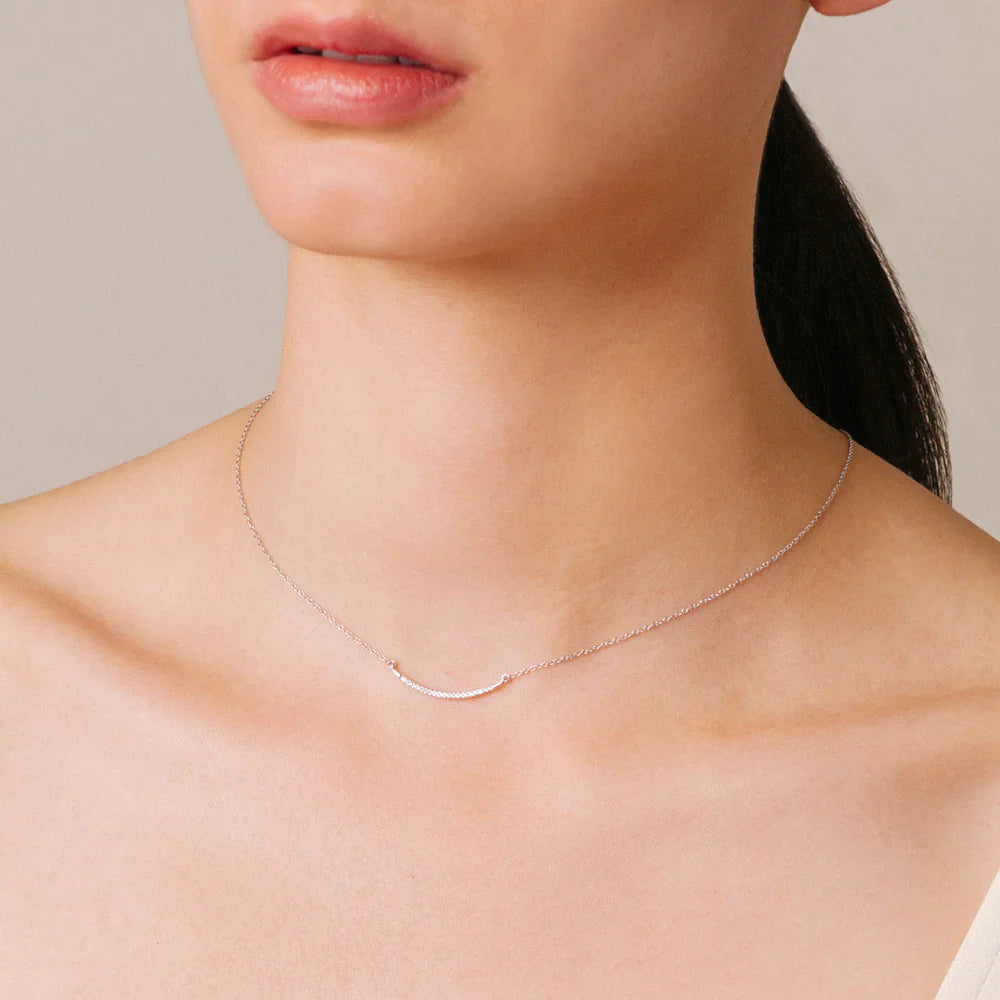 Large Pavé Curve Necklace - 14K Yellow Gold (By Special Order)