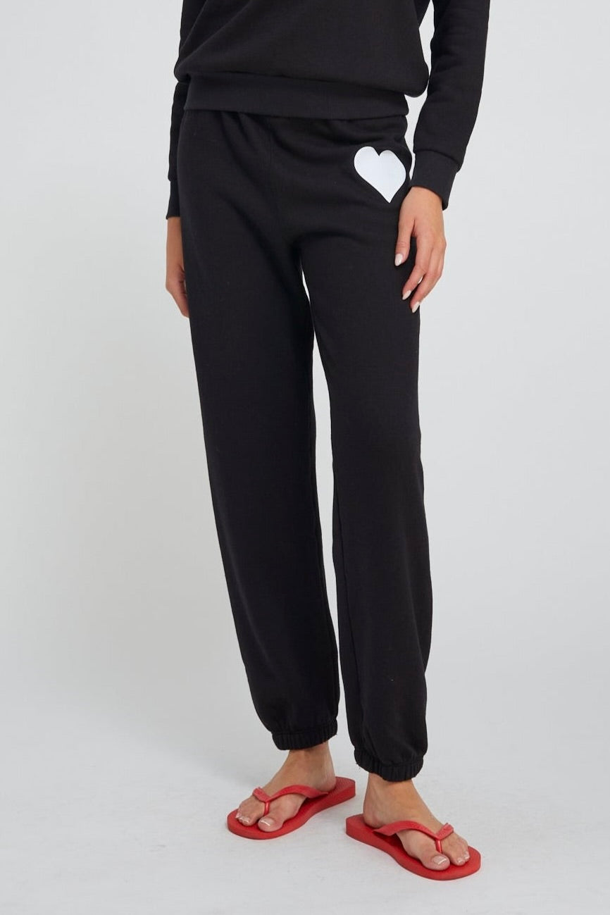 Heart Sweatpants - Black / White