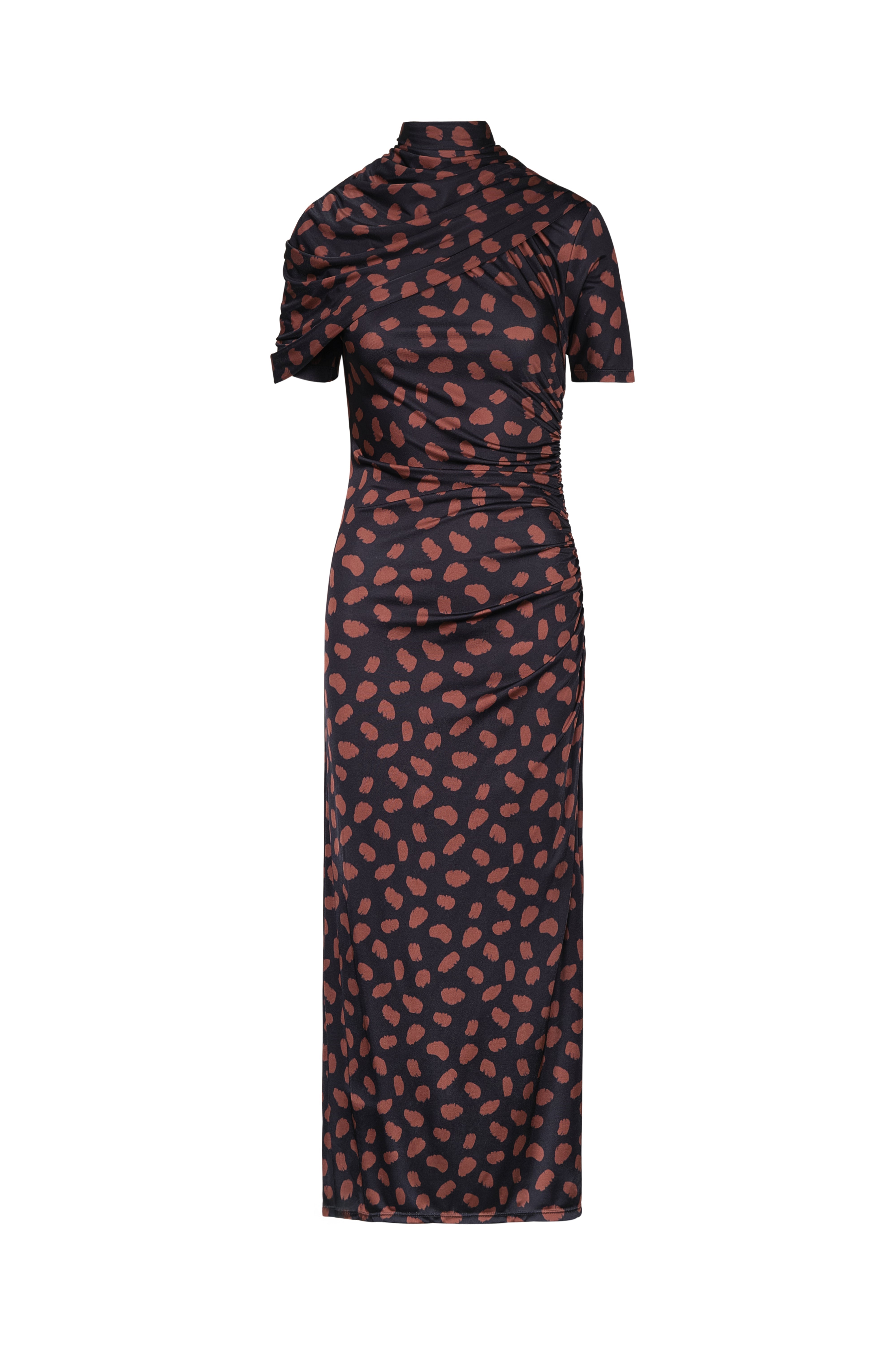 Serene Safari Ankle Dress - Black/Coffee