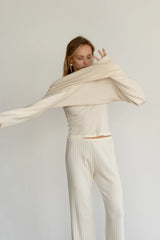 The Pointelle Simple Crop Pant - Creme