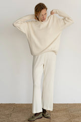 The Pointelle Simple Crop Pant - Creme