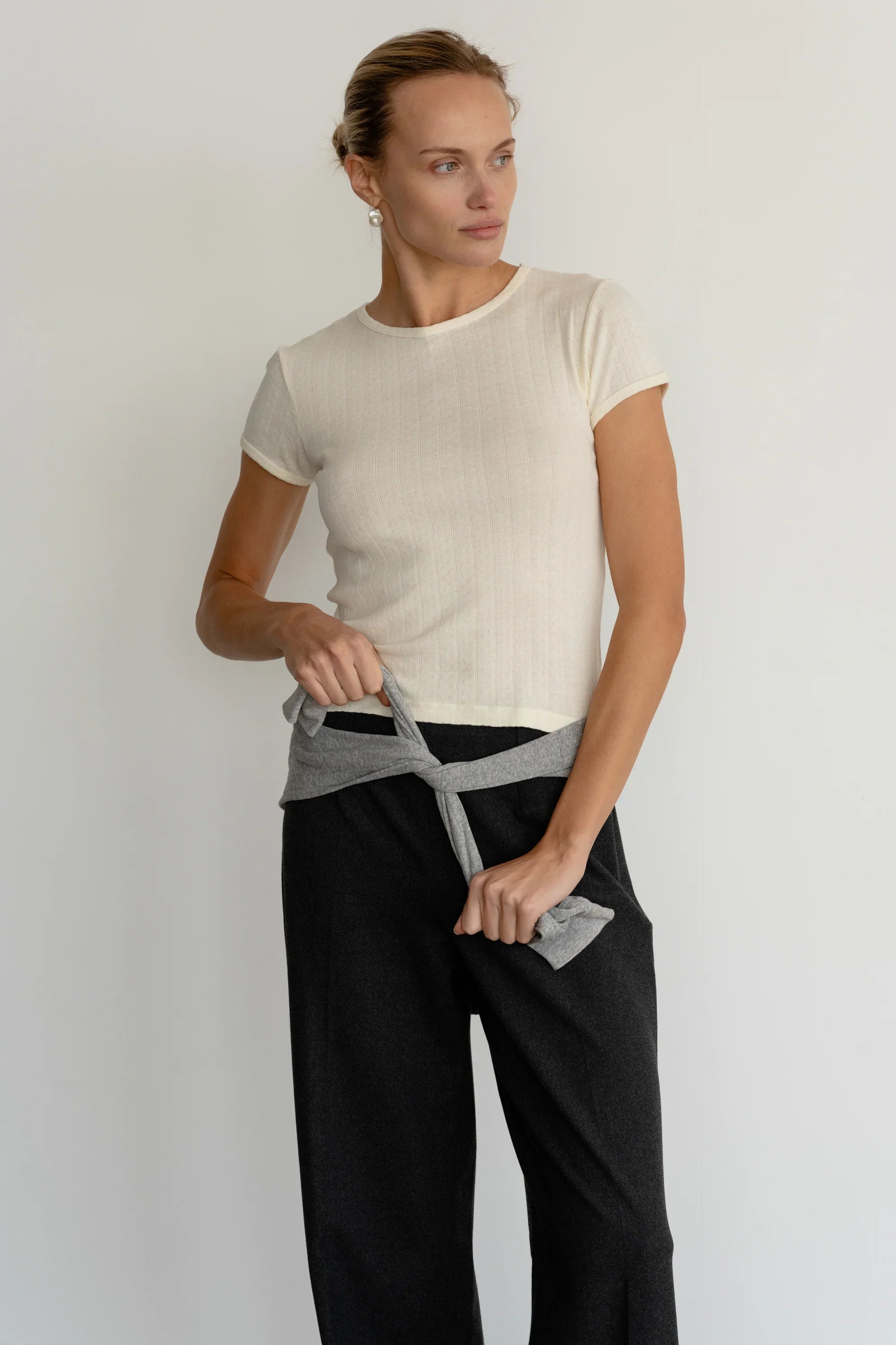 The Pointelle Baby Tee - Espresso
