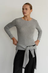 The Pointelle Long Sleeve - Heather Grey