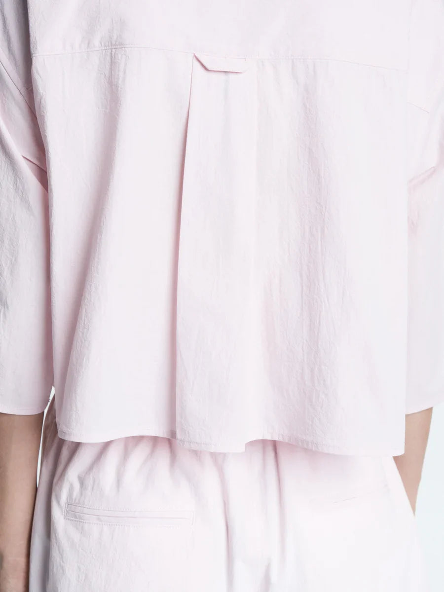 Cropped Short Sleeve Shirt - Blush Pink