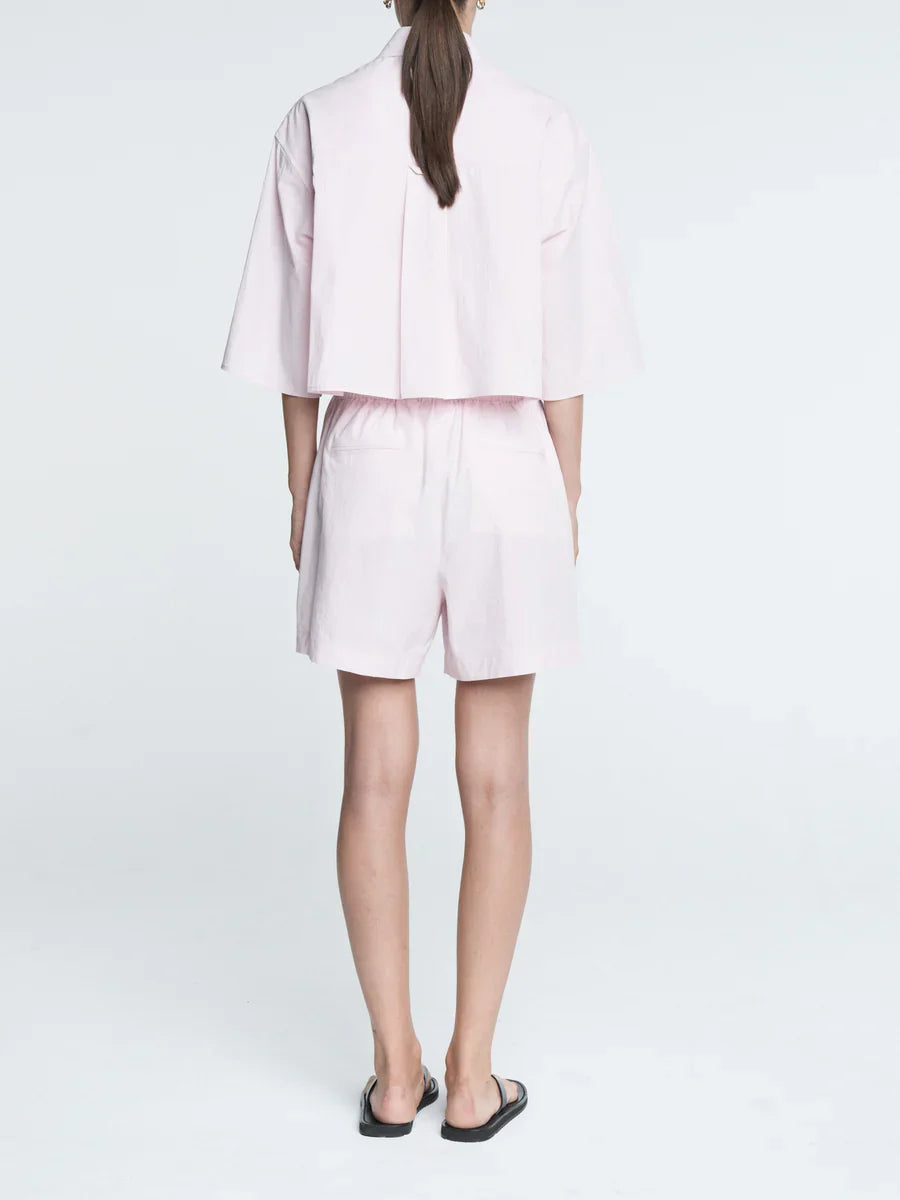 Drawstring Pleat Front Short - Blush Pink