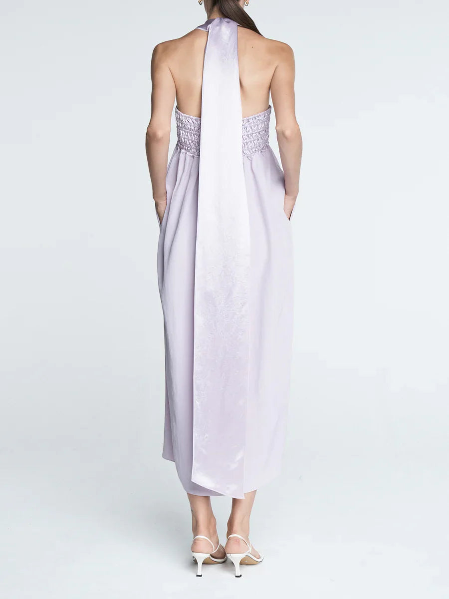 Empire Halter Dress - Powder Pink