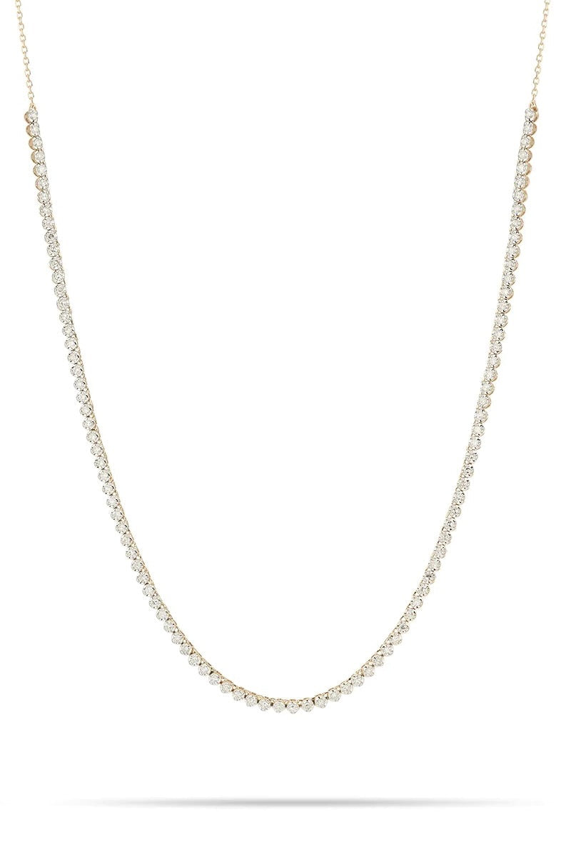 Round Diamond Half Riviera Necklace - 14K Yellow Gold (By Special Order)