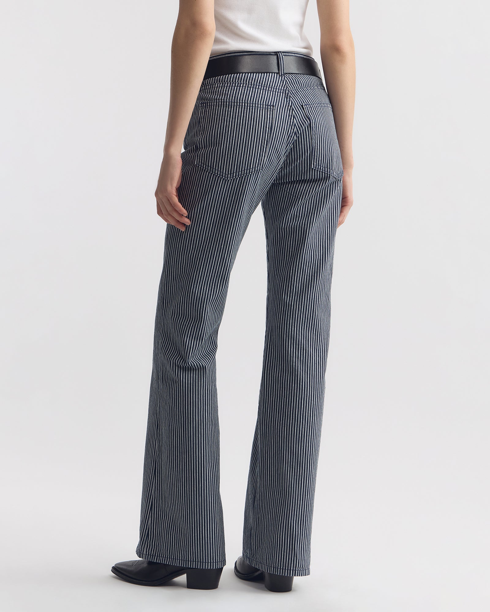 Celia Striped Jeans - Railroad Stripe Rinse
