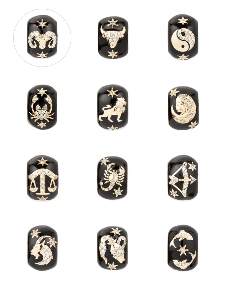 Zodiac Ceramic + Diamond Big Bead (By Special Order)
