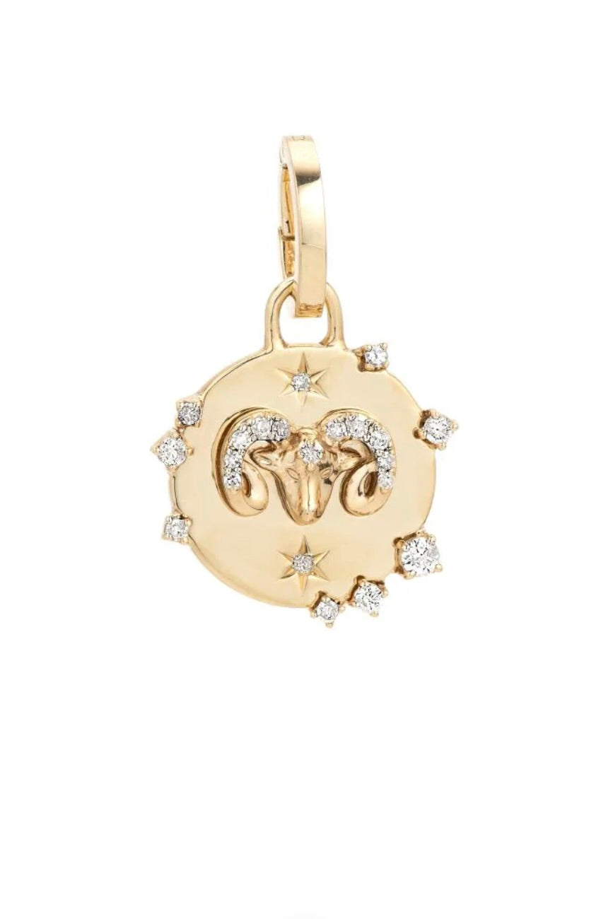 Zodiac Diamond Hinged Charm - 14K Gold (By Special Order)