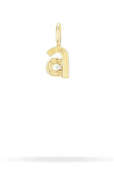 Groovy Diamond Initial Mini Bead Charm - 14K Gold  (By Special Order)