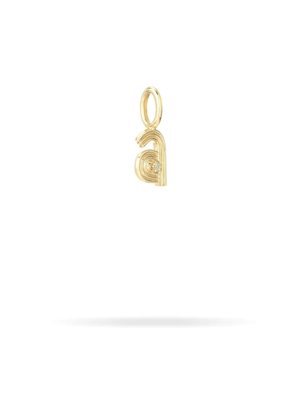 Groovy Diamond Initial Mini Bead Charm - 14K Gold  (By Special Order)