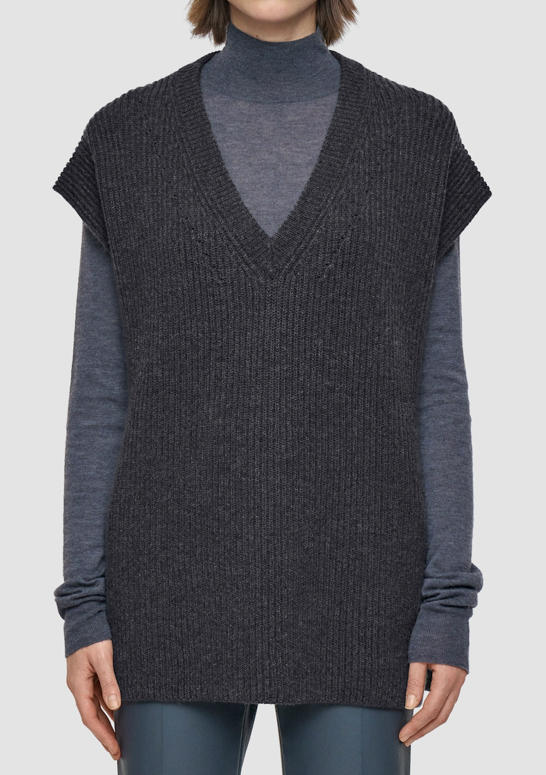 Light Cardigan Stitch Vest - Smoke