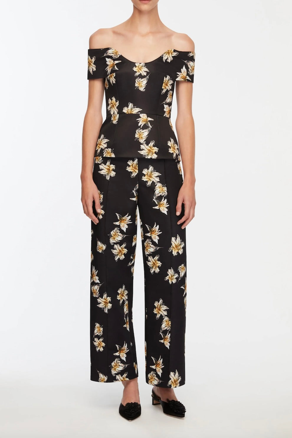 Souline Top -  Festive Lilies - Black & Yellow