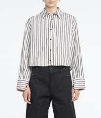 Cropped Shirt - Ivory Stripe