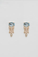 Aquamarine & Diamonds Jellyfish Earrings (Pair)