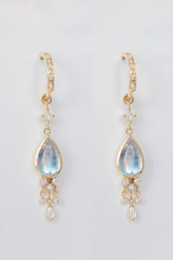 Moonstone Pear and Diamond Details Hoop Earring
