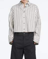 Cropped Shirt - Ivory Stripe