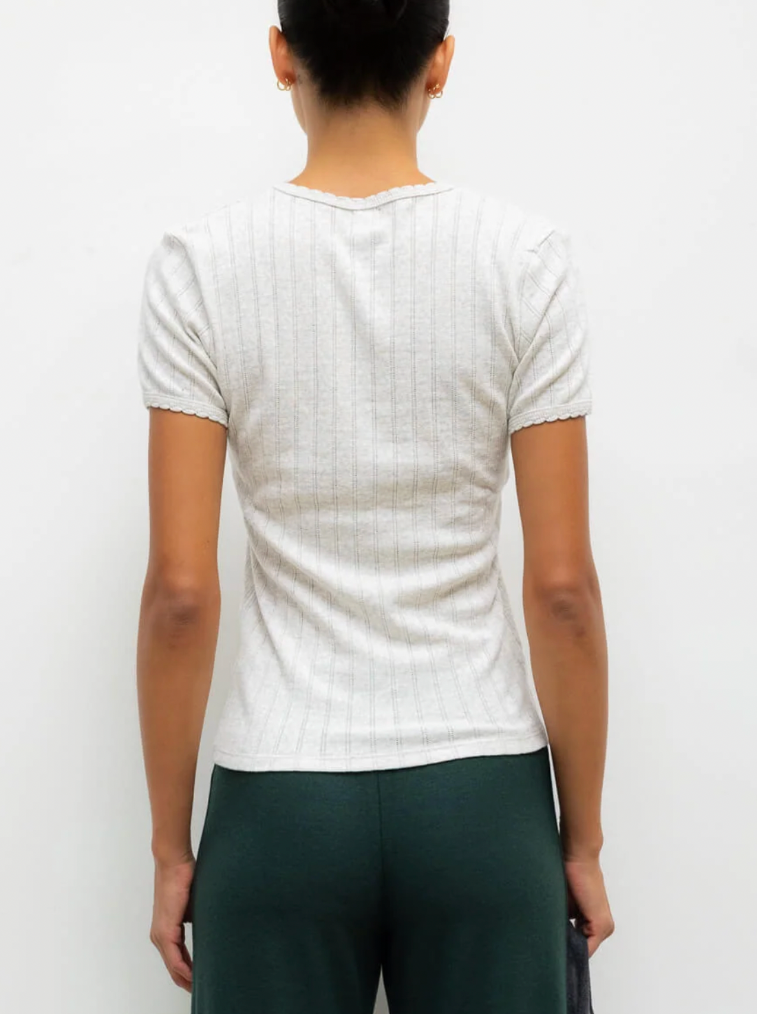 Pointelle Slim Fit Tee - White