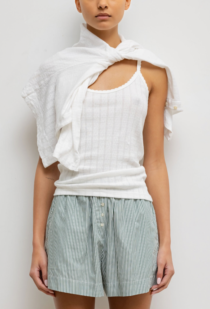 Pointelle Tank - White