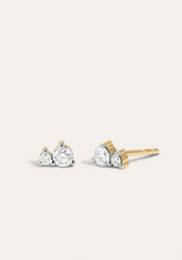 Tiny 2 Diamond Amigos Posts - 14K Yellow Gold (By Special Order)