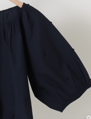 Lotus Embroidered Top - Navy
