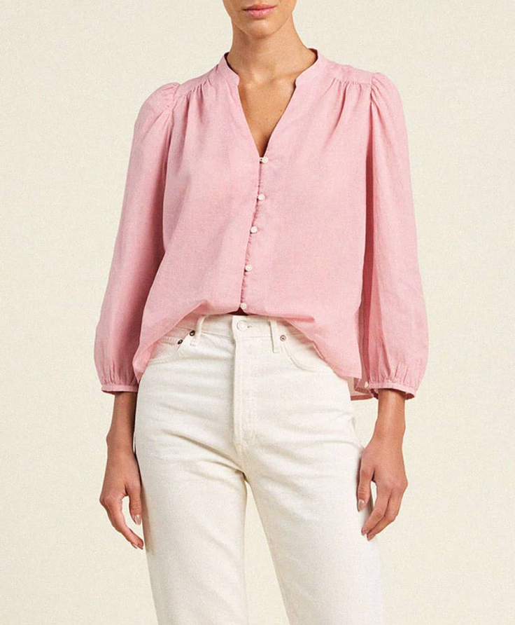 Maisey Blouse - Blush Houndstooth