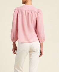 Maisey Blouse - Blush Houndstooth