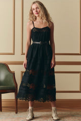 The Rosette Crochet Dress - Black