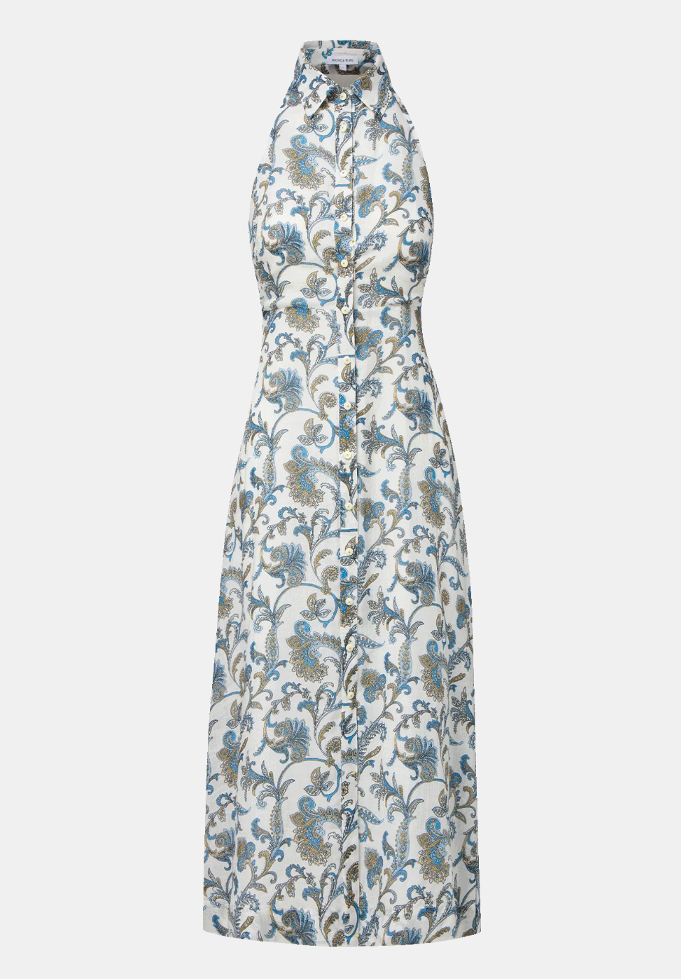 Mackey Paisley Halter Midi Dress -  Dove White Multi
