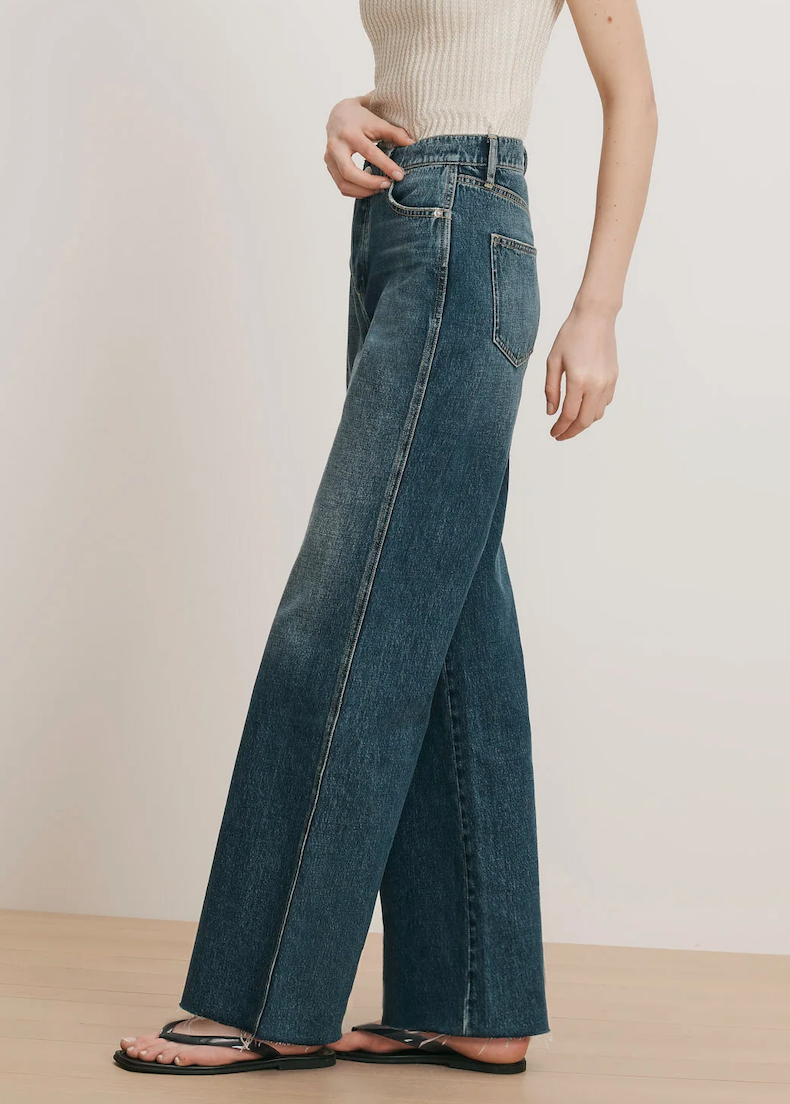 Taylor Crossover-Waistband Wide-Leg Jean - City Lights