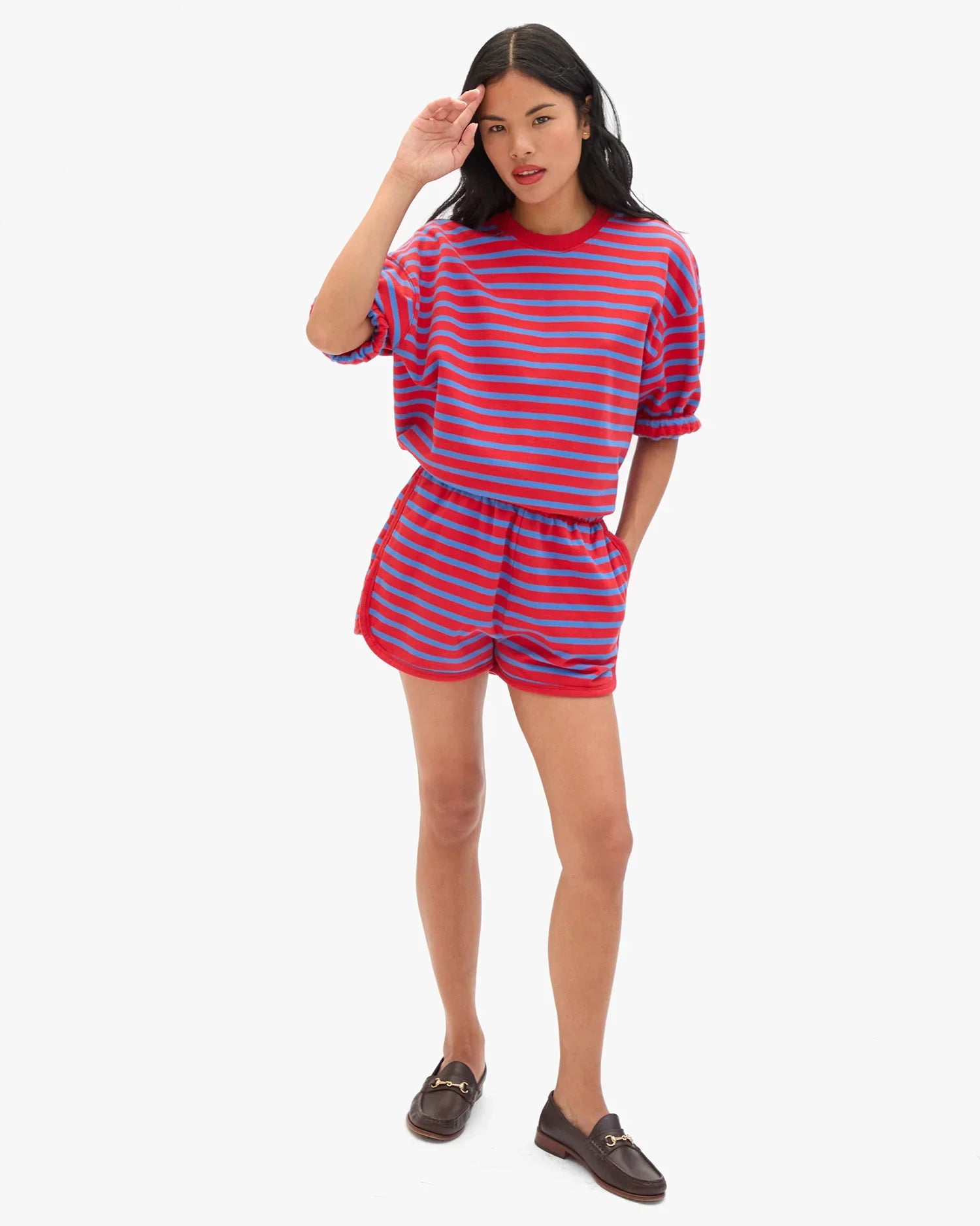 Le Jogging Short - Red/Bright Cobalt Stripes
