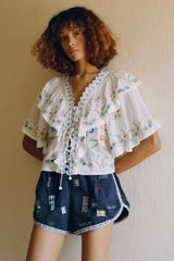 Serafina Embroidery Top - Cream