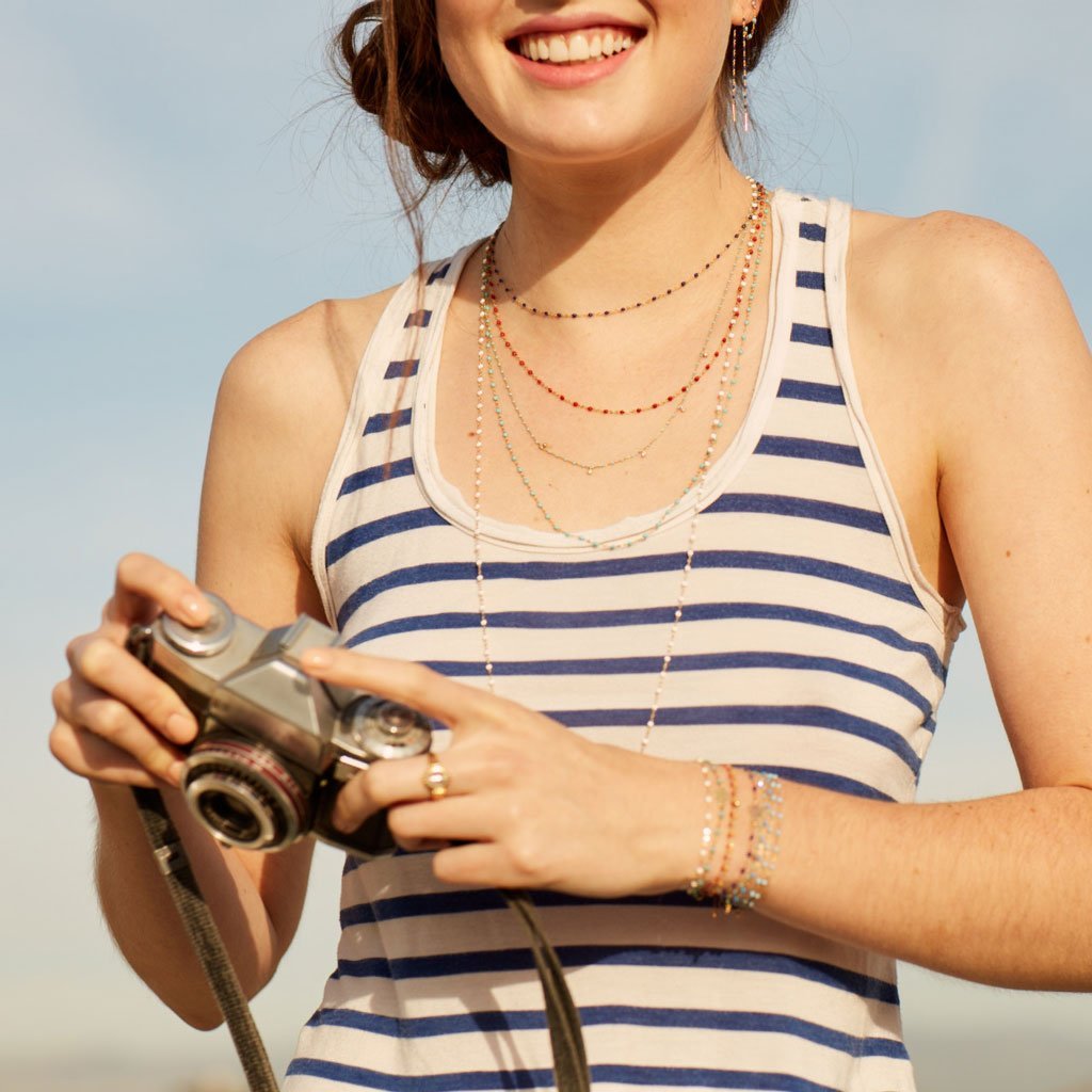 16.5" Classic Gigi Necklace - White + Rose Gold