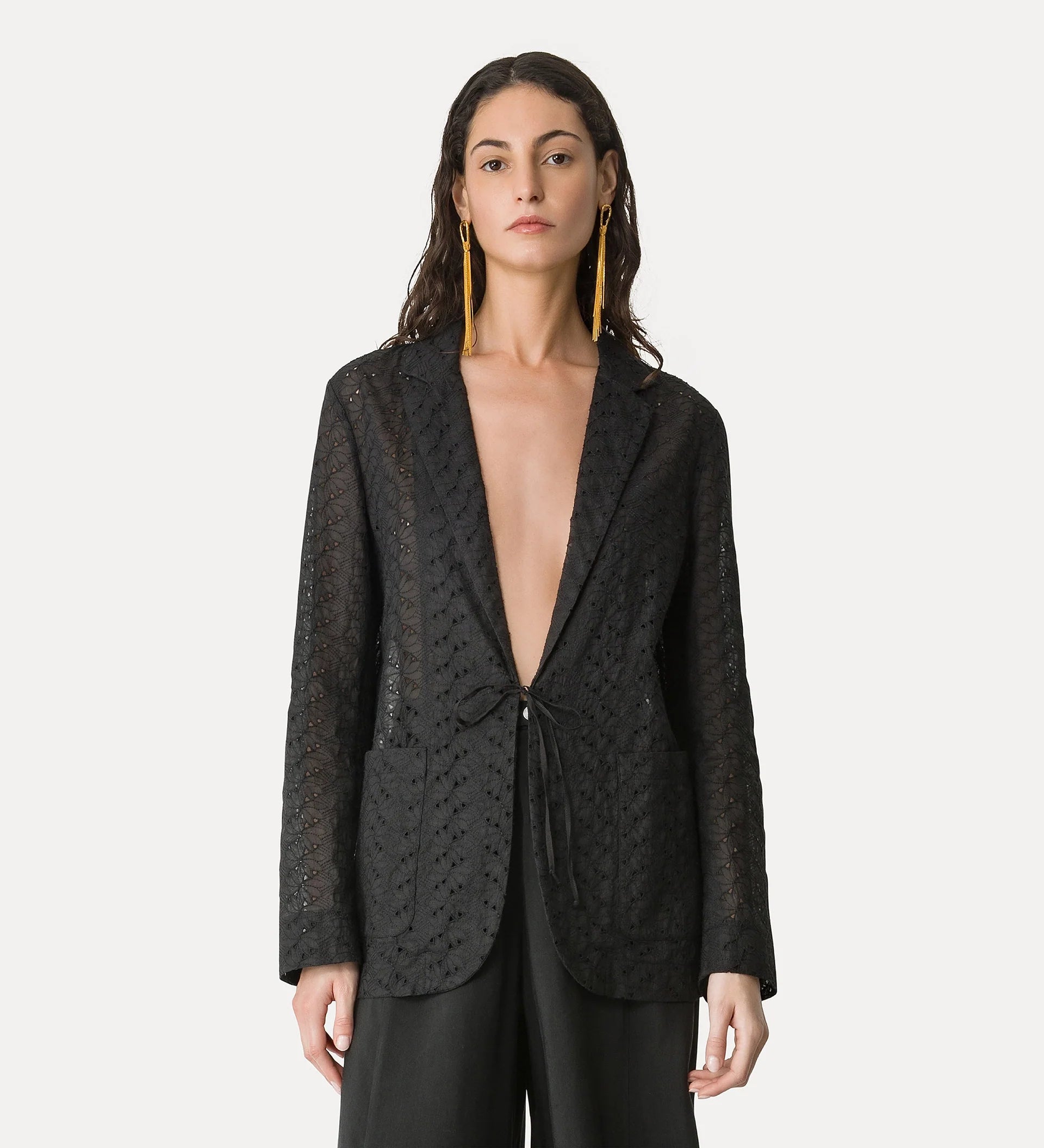 14877_My Jacket - Muslin jacket with “broderie anglaise” embroidery - Noir