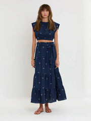 Muna Ruched Crop Top - Zafi Navy