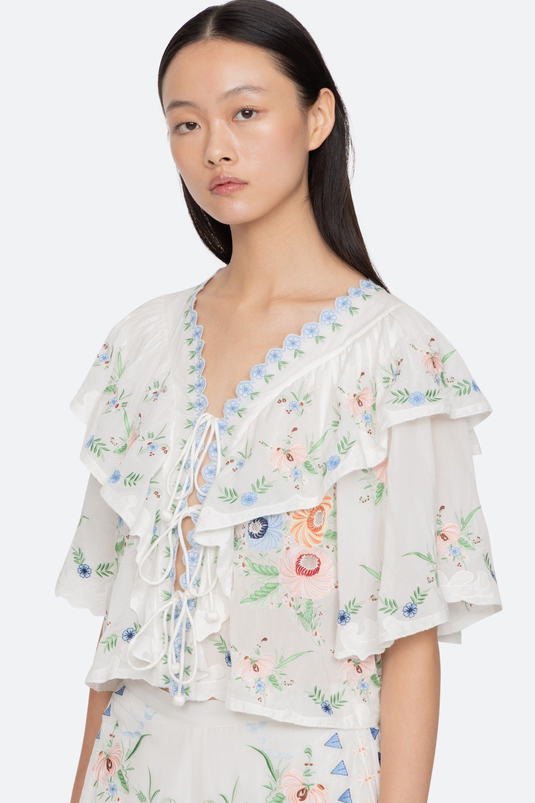 Serafina Embroidery Top - Cream