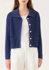 Morgan Cotton-Linen Cardigan - Indigo