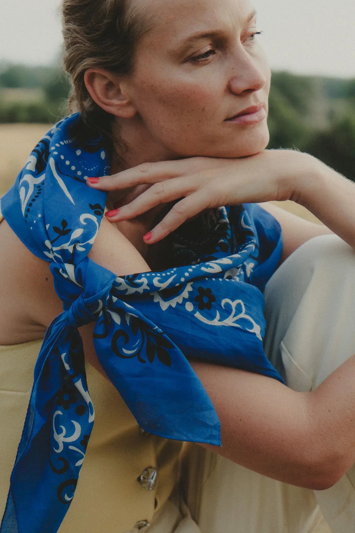 Bandana Cotton Scarf - Blue