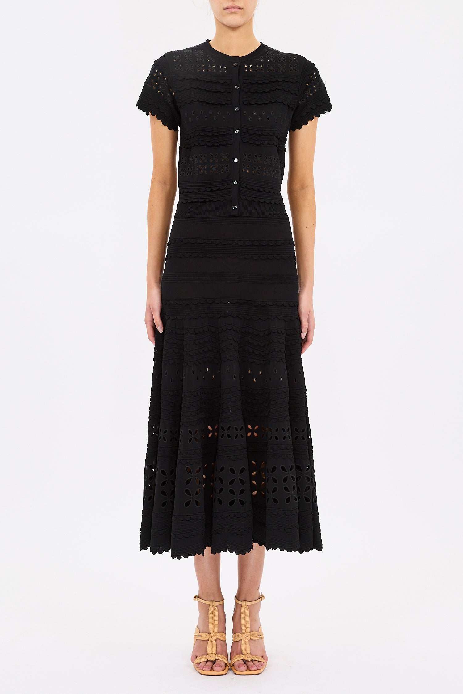 Annisa Eyelet Knit Skirt - Noir