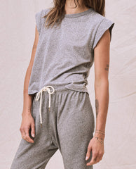 The Peak Shoulder Tee - Heather Grey