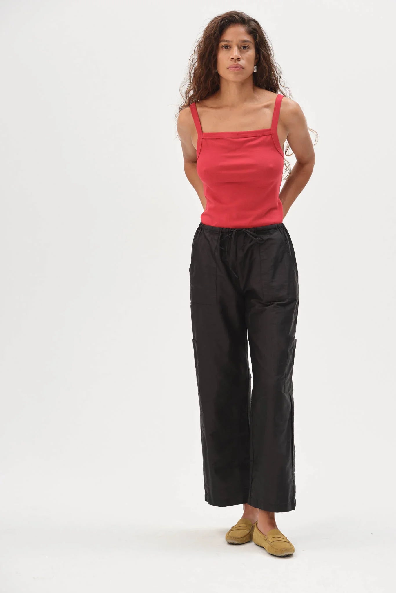 The Taffeta Drawstring Cargo Pant - Jet